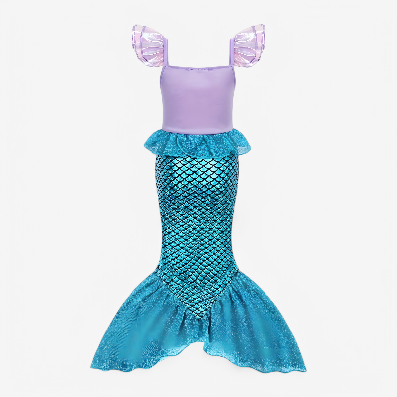 Enchanting Mermaid Costume for Girls – Includes Wig, Crown, and Magic Wand