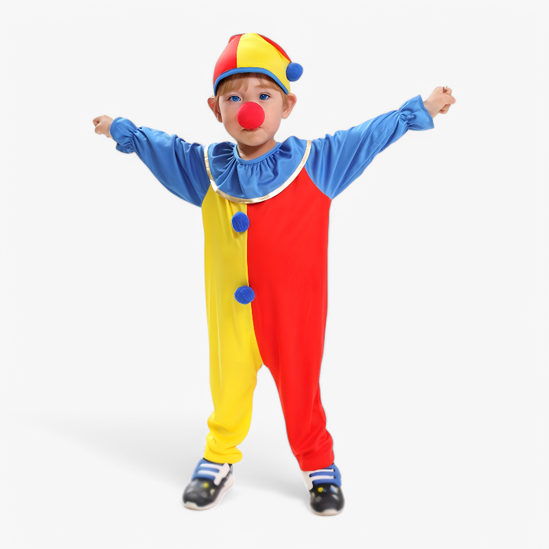 Cute Clown Costume for Children – Complete with Hat and Clown Nose