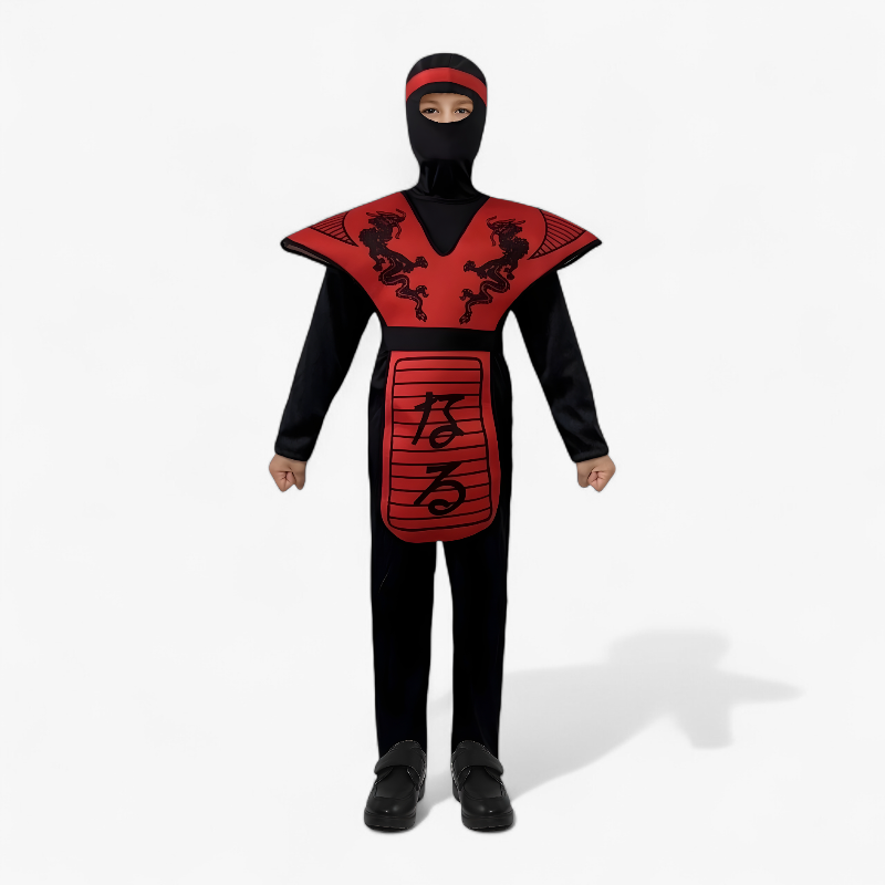 Ninja Warrior Costume for Kids – Includes Mask, Belt, and Red Armor