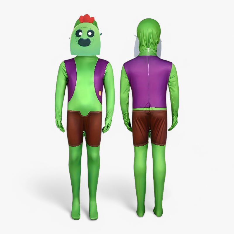 Spike-Overall-Kostüm – Grünes Outfit mit Hut für Jungen und Mädchen