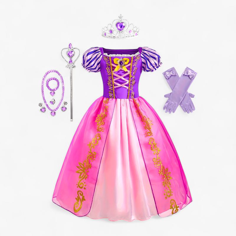 Beautiful Princess Costume for Girls – Includes Tiara, Wand, and Gloves