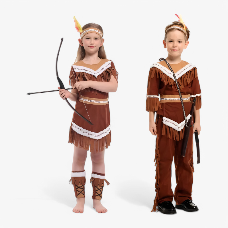 Native Hunter Costume for Children – Includes Headband and Belt