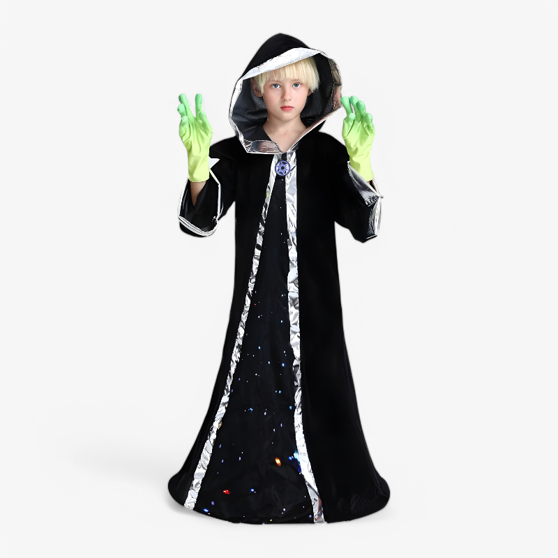Alien-Kostüm für Kinder – inklusive Kapuze und Handschuhen