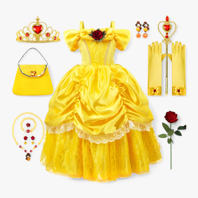 Enchanting Princess Dress for Children – With Tiara and Magical Wand