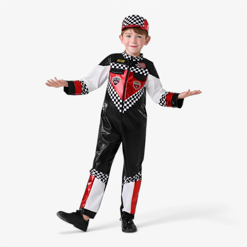 Rennfahrerkostüm für Kinder – Komplettes Outfit mit Kappe und Zubehör