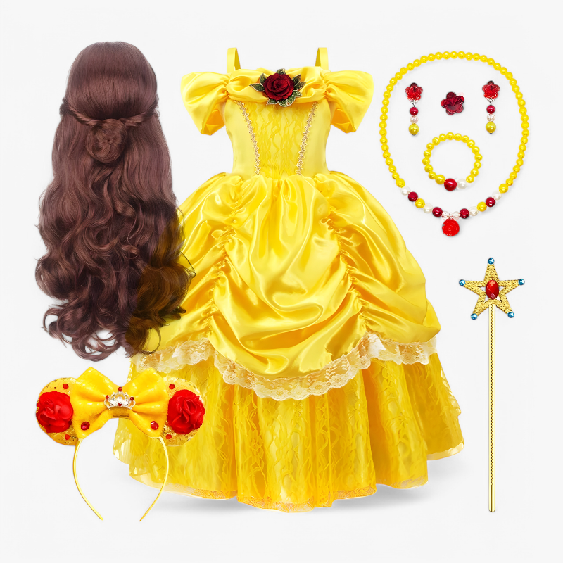 Enchanting Princess Dress for Children – With Tiara and Magical Wand
