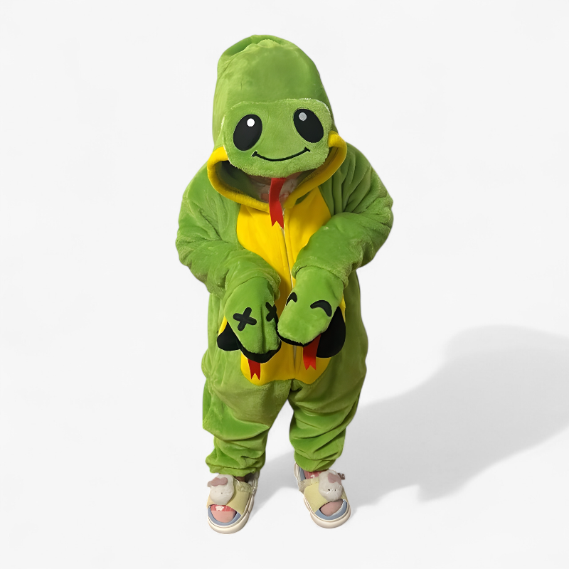 Green Snake Onesie Costume for Children – Soft and Cute Snake Design