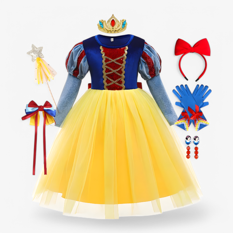 Magical Princess Dress for Children – Includes Tiara, Scepter, and Gloves