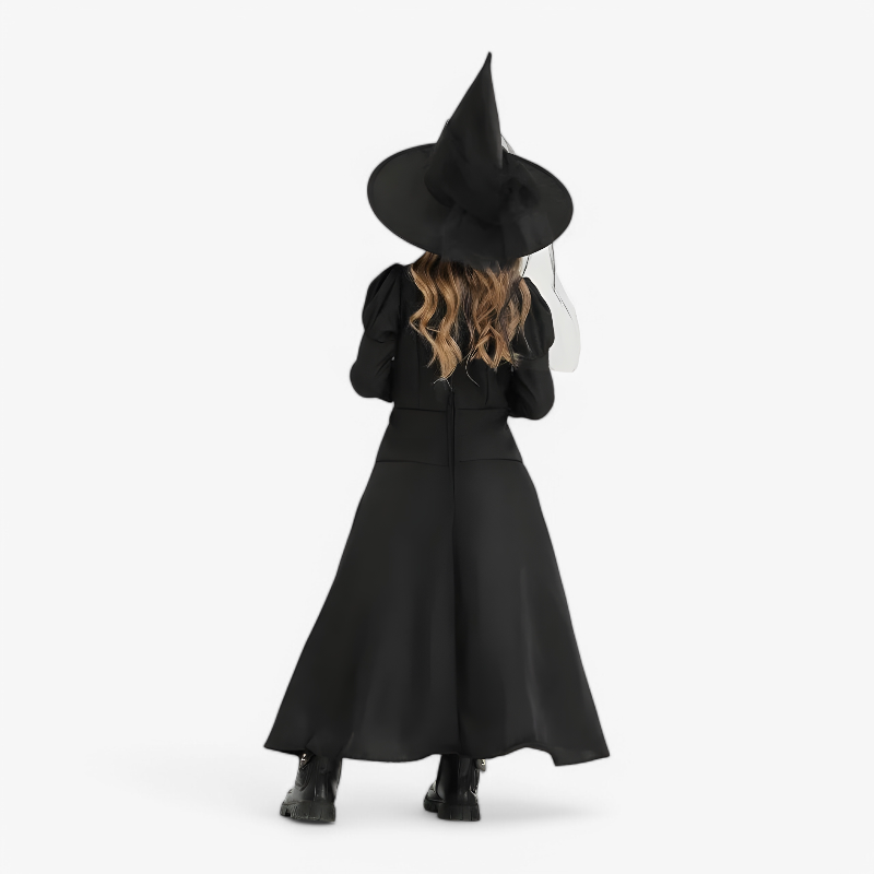 Wicked Witch Costume for Children – Luxury Black Full-Length Dress