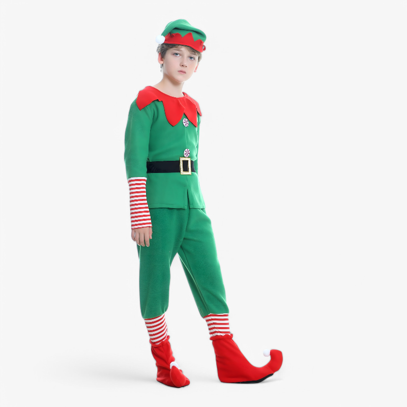 Weihnachtselfenkostüm für Kinder – inklusive Mütze und Accessoires