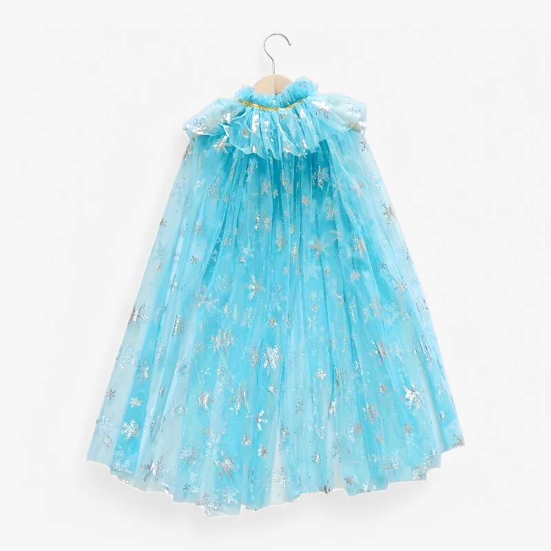 Enchanting Princess Set – Snowflake Cape with Crown and Magic Wand