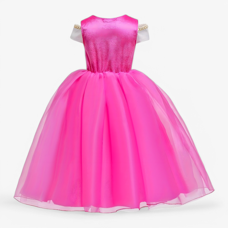 Rose-Pink Princess Outfit for Girls – Includes Crown and Accessories