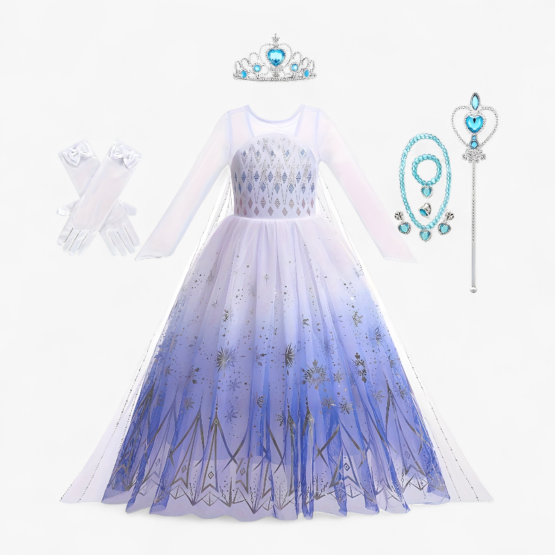 Sparkling Princess Costume for Girls – Includes Tiara, Wand, and Gloves