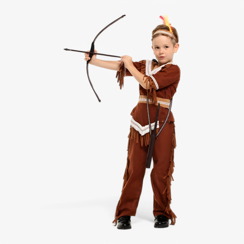Native Hunter Costume for Children – Includes Headband and Belt