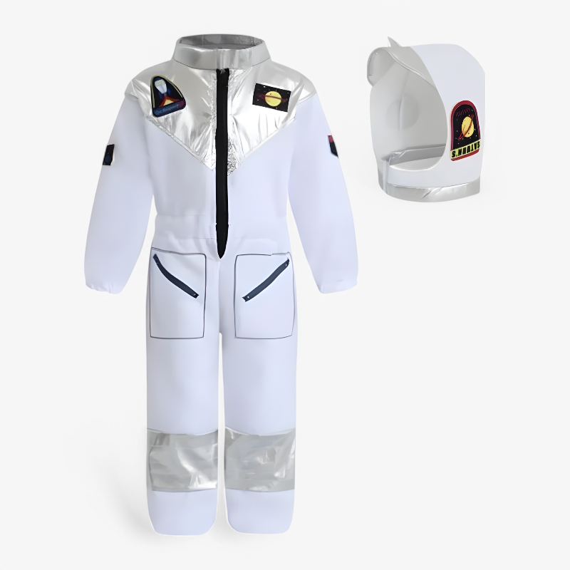 Astronautenkostüm für Kinder – inklusive Helm und Weltraumaufnähern