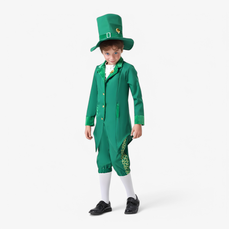 Irisches Zwergenkostüm für Kinder – inklusive Hut, Fliege und Jacke
