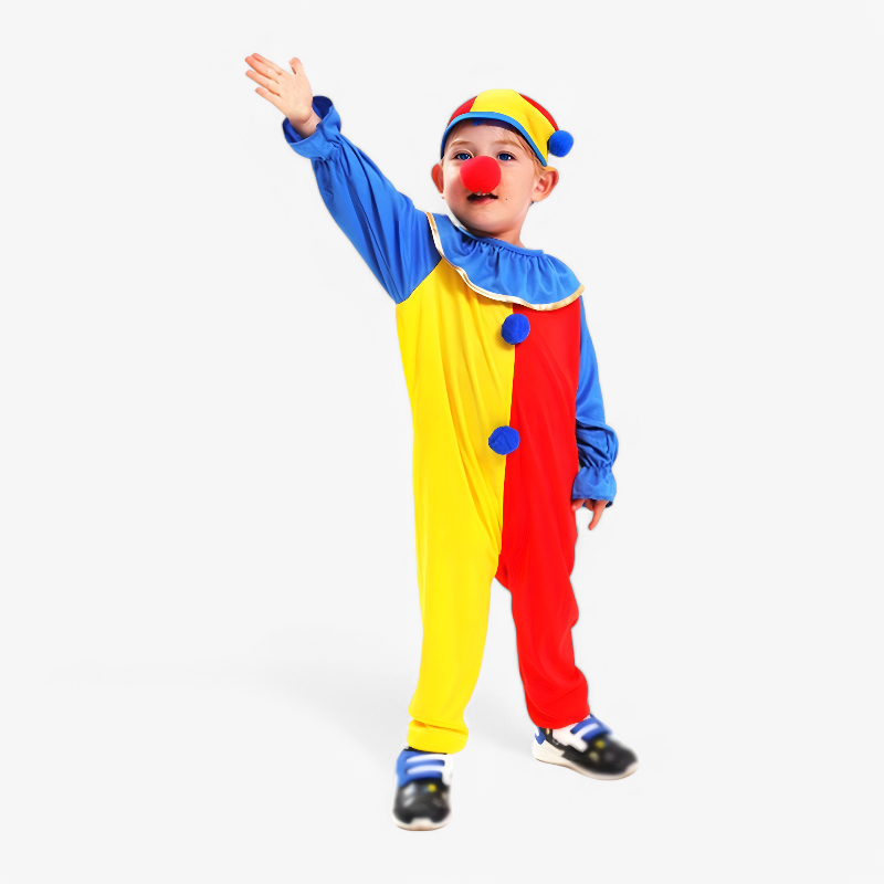 Cute Clown Costume for Children – Complete with Hat and Clown Nose